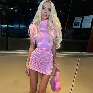 Embroidered Floral Nightclub Spice Pleated trend sheath dress